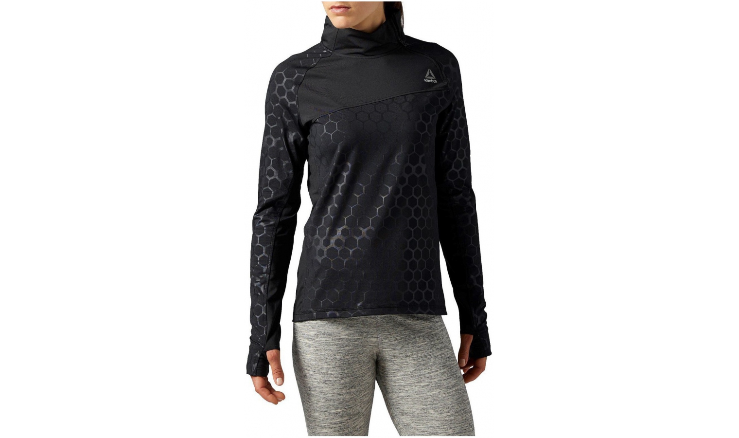 Womens sweatshirt Reebok HEXAWARM QTR ZIP W black | AD Sport.store