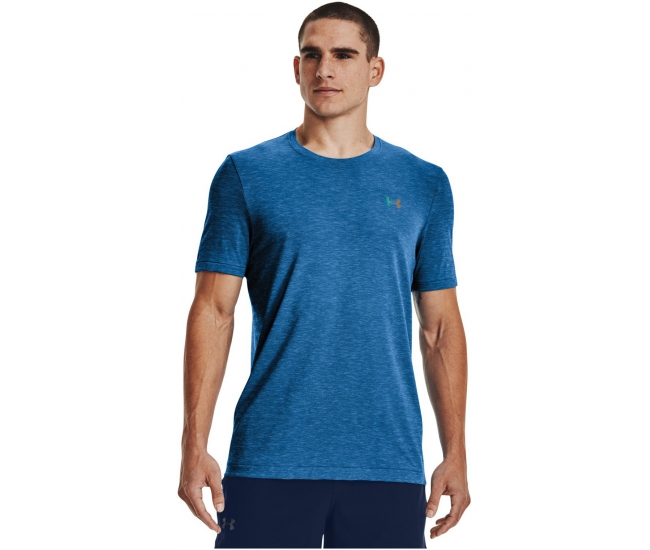 functional short sleeve shirt Under Armour RUSH SEAMLESS GEOSPORT SS blue | AD Sport.store